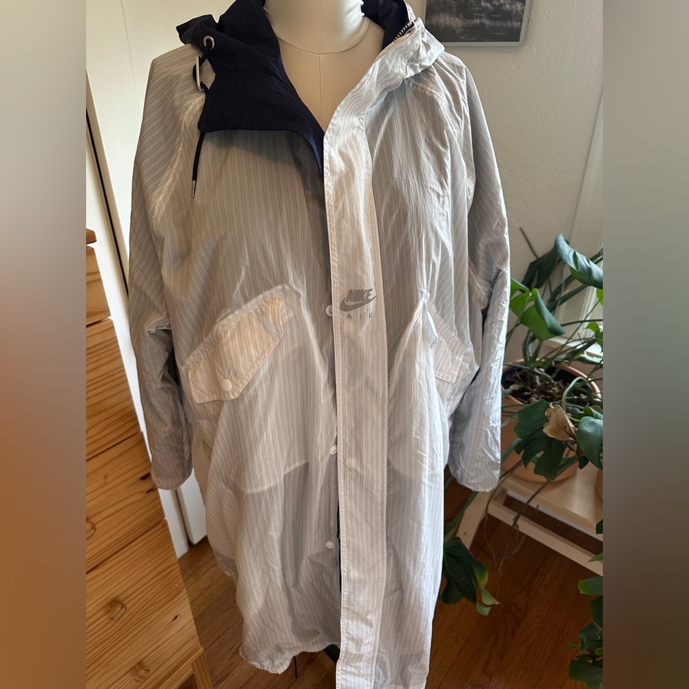 Nike Air x Kim Jones Trench Coat size S reversible navy pinstripe fishtail - Picture 10 of 13